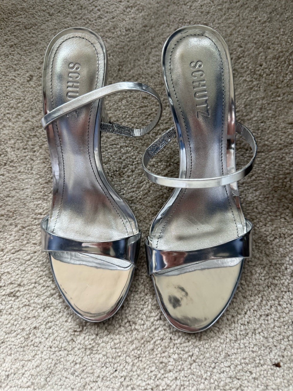 Schutz Silver Metallic Women's Heels